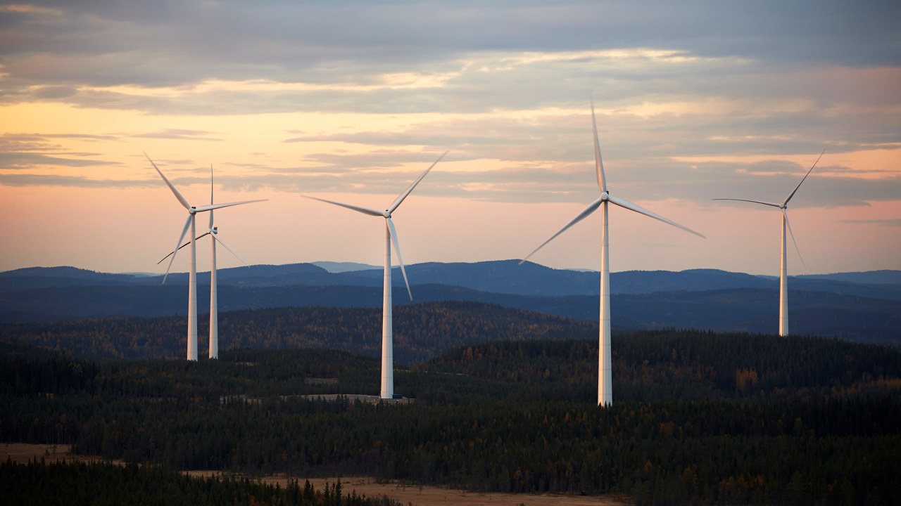 Björkhöjden vindpark i Sverige har 270 MW innstallert