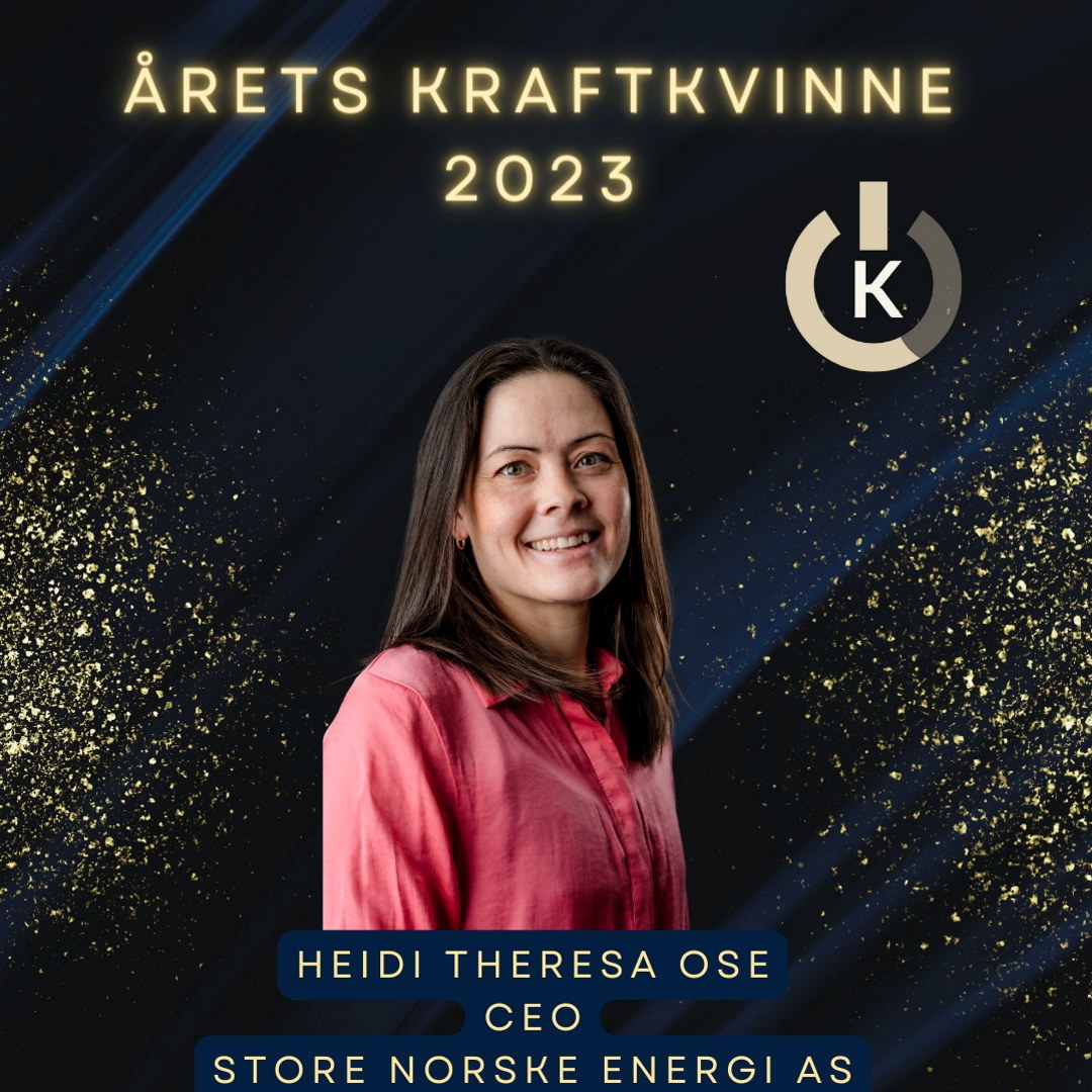 Plakat med Heidi Theresa Ose som er  kåret til Årets Kraftkvinne 2023.